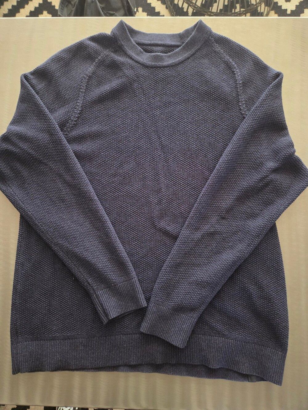 lululemon Textured Knit COOLMAX Crewneck Sweater Heathered Navy Blue Men’s Large